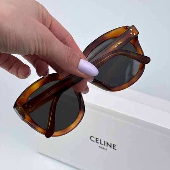 Celine Women BRAND NEW Sunglasses Light Havana Smoke Mirror Oval CL40071I 56C - Picture 4 of 10